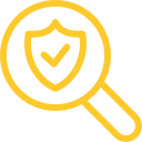 Magnifying glass with shield icon
